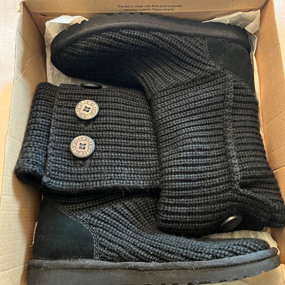 UGG Black Knit Button Boots - Picture 2 of 5